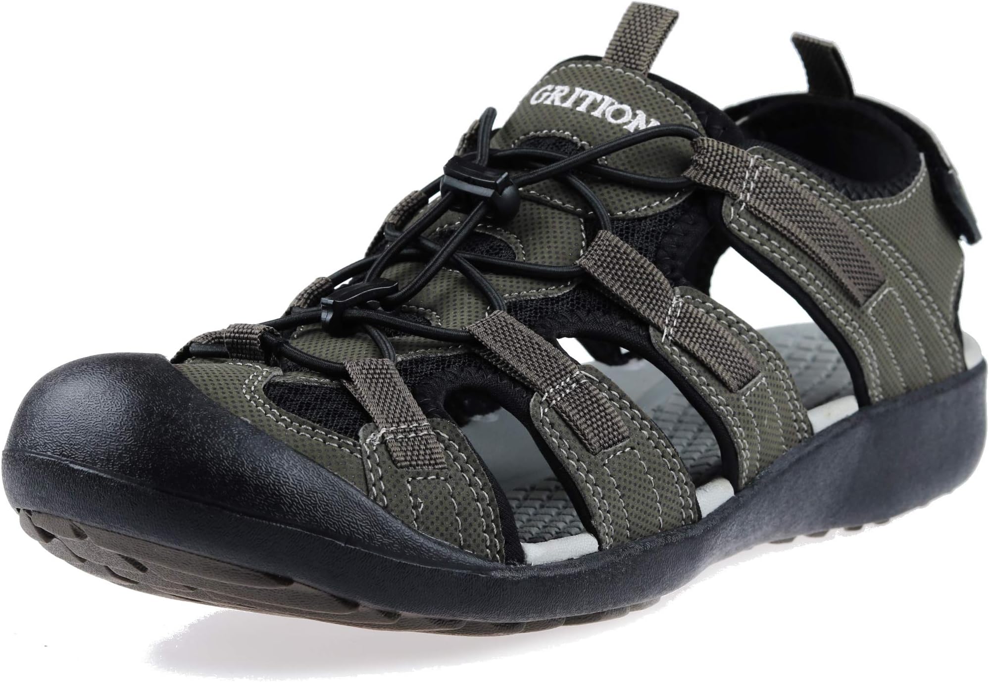 GRITION Men's Outdoor Hiking Sandals Protective Topcap Water Shoes Athlatic Sport Walking Sandals Waterproof Quick Dry