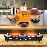 Duronic HP2BK Double Electric Hot Plate 2500W Black Portable 2 Cast Iron Hob view 4
