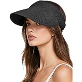 Sun Visor Hats for Women, UV Protection Straw Sun Hat, Packable Ponytail Beach Hat for Summer Travel & Outdoor Activities