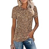 TFSDOD Womens Golf Polo Shirts Collared Short Sleeve T Shirt Lightweight Moisture Wicking Polo Casual 3 Buttons Outfits