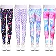 Slaixiu 4 Pack Leggings for Girls - Soft & Comfortable Ankle Length Printed Leggings for Kids (3T to 12 Years)