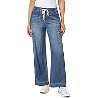 BLANKNYC Women's Oversized Cargo Pants - Tencel Denim With Rib Cage Fit & Cargo Pockets