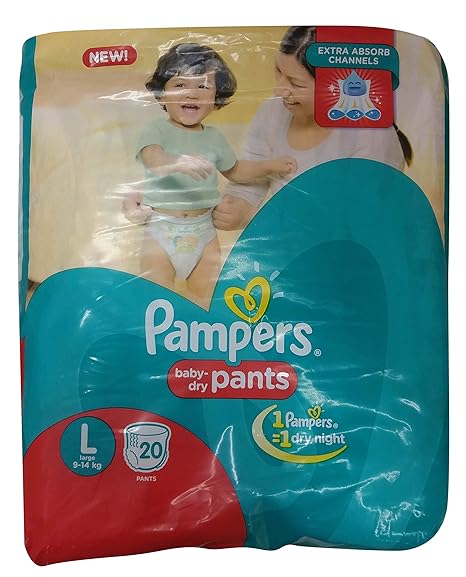 Pampers Baby Dry Pants - Large (9-14 kg), 20 Pieces Pack