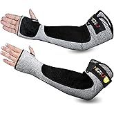 MIG4U Cut Resistant Sleeves with Leather Patches, Arm Safety Protection for Men and Women Thin Skin, Anti Puncture Level 5 Protective Arm Sleeve in Gardening, Farm, Welding, 18''