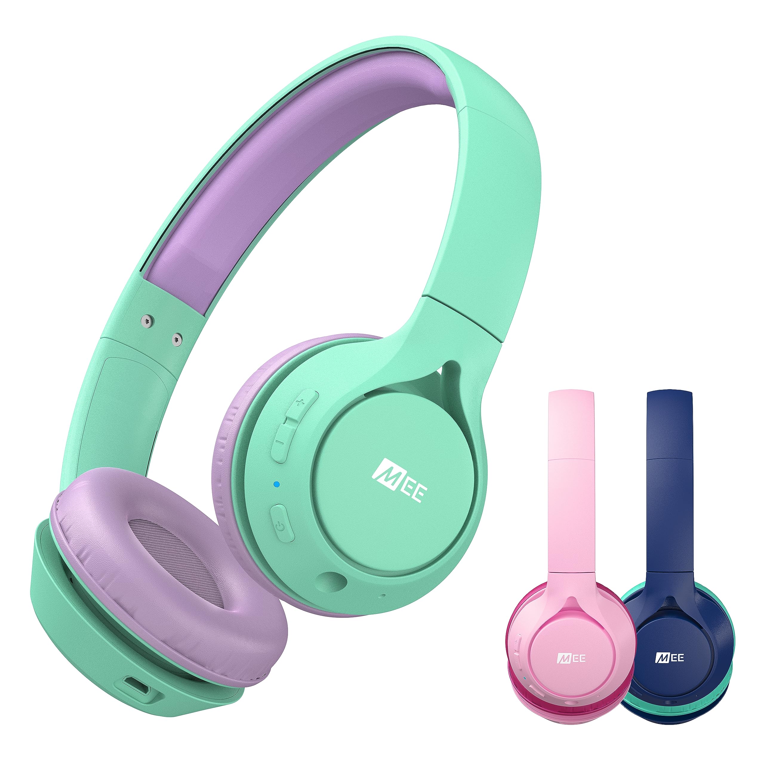 MEE audio KidJamz KJ45BT Children's Safe Listening Bluetooth Wireless Headphones with Volume Limiter & Microphone, Adjustable On-Ear Kids Headset for Online Learning/School/Travel/Tablet Mint/Lavender — image 1