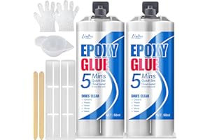 LIMINO Epoxy Glue - 5 Minute Fast Repair Multi-Purpose Glue for Repairing Tile, Metal, Ceramics, Plastic, Wood - 2 Part Clear Epoxy Resin Adhesive with Accessories, Wear-Resistant, Waterproof - 3.5oz