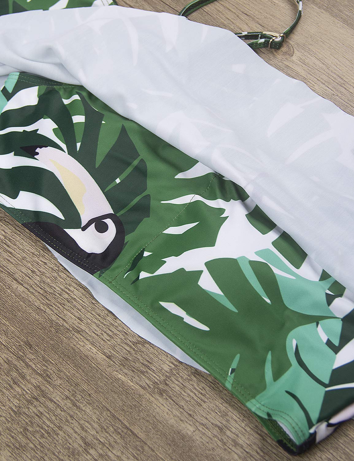 Blooming Jelly Womens Ruffle Bandeau Two Piece Swimwear Swimsiut High Waisted Bikini Sets for Women Green,M