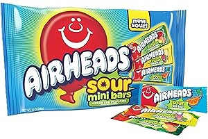 Airheads Mini SOURS Candy Bars, Sour Watermelon Punch, Blue Blast, and Lemon Berry Squeeze 12oz Variety Bag