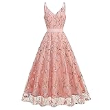 Women's Floral Embroidered Tulle Prom Maxi Dress A