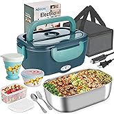 AOSION Electric Lunch Box for Adults, Heated Lunch Box 3-IN-1 80W Self Portable Food Warmer for Car/Truck/Office, Upgraded Lunch Box Leak-Proof Stainless Steel Container, Gifts for Men (Green)