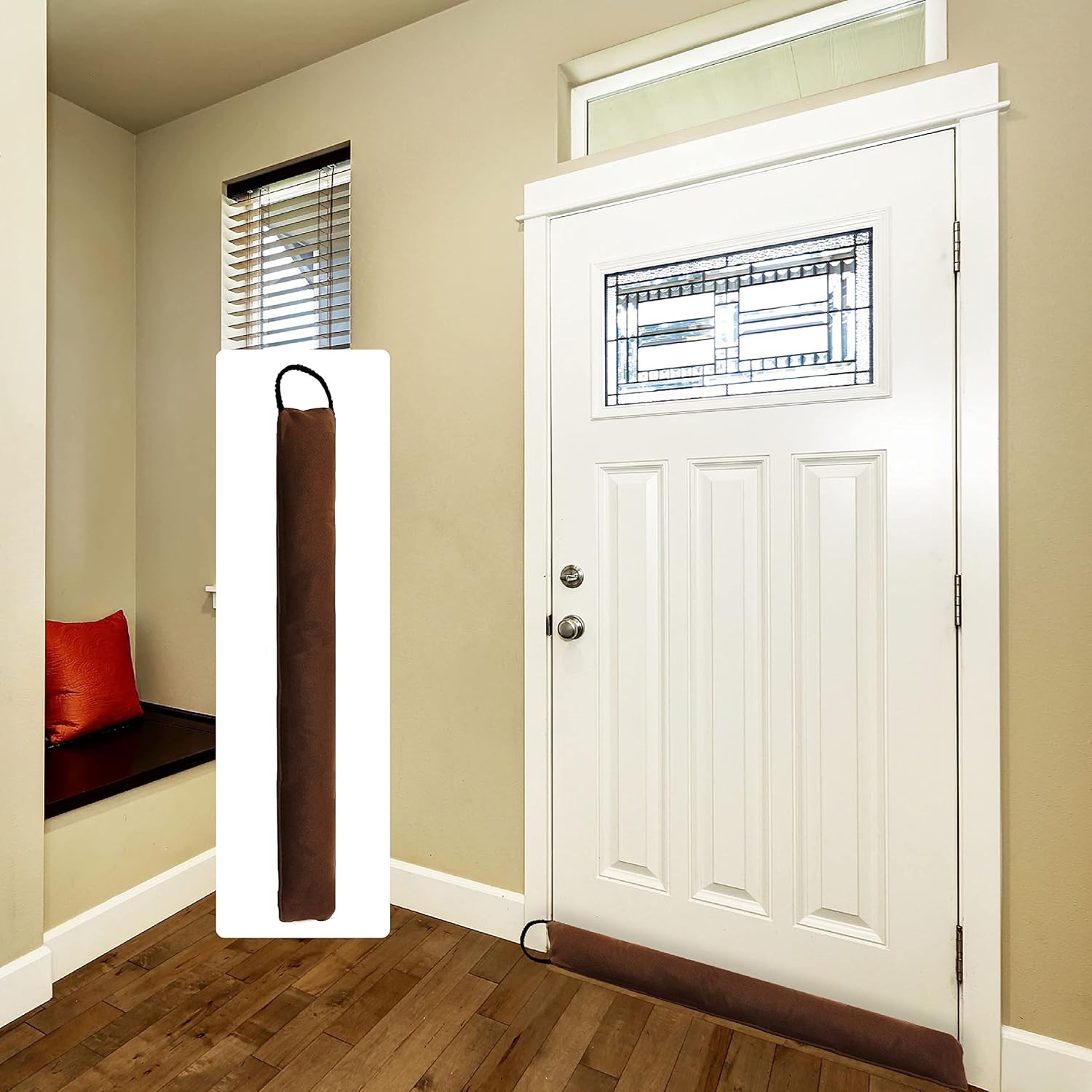 Draft Stoppers - Twin Draft Guard Solo Guard, Weighted Under-Door Draft Noise Air Blocker and Window Draft Stopper, 4.3 Inches x 17.3 Inches, Brown