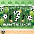 Uniquer Soccer Theme Happy 7th Birthday Banner - Large 70.87"x43.31" Outdoor/Indoor Decoration With Rope (Green) - View #10