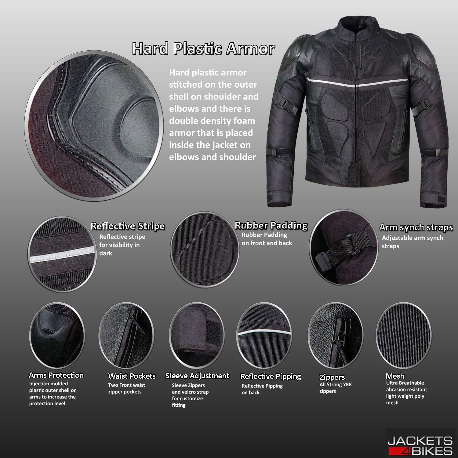 PRO LEATHER & MESH MOTORCYCLE WATERPROOF JACKET BLACK WITH EXTERNAL ARMOR XL: Automotive