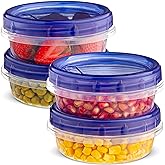 Plastic Food Deli Containers With Twist Top Lids - (8 Oz) - [4 Pack] - Food Storage Containers Takeout To Go - Airtight Plast