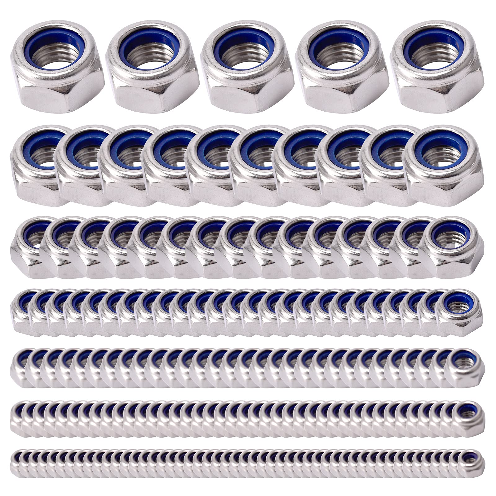 Nuts – Eagles 175pcs 304 Nylon Locking Nut Assortment Kit M3 M4 M5 M6 M8 M10 M12 Nylon Locking Nut