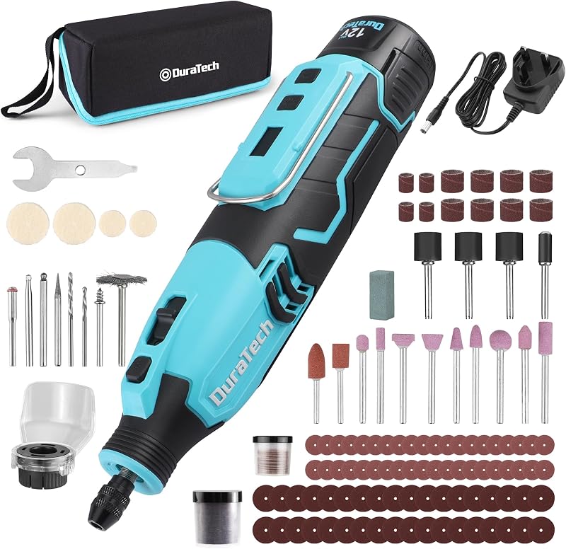 DURATECH 12V Cordless Rotary Tool 7 Speeds 35000RPM 118pc Kit