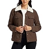 MoFiz Women's Corduroy Jacket Sherpa Fleece Lined Warm Winter Coat Button Down Casual Jacket with Pockets