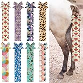 Eccliy 8 Pcs Horse Tail Bag Breathable Guard Stretchy 22" Slip on Horse Care Tail Wrap 2 Strand Closure Straps Grooming Supplies to Keep from Dirt Breakage Rubbing 8 Designs