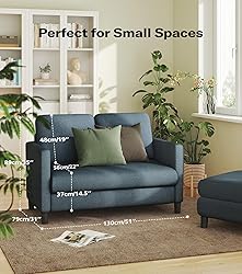 Welzona Loveseat Sofa, 51" Love Seat, Comfy Teddy