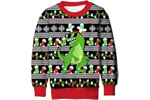 UNICOMIDEA Boys Girls Ugly Christmas Sweater Kids 3D Printed Xmas Fleece Pullover Jumpers Crewneck Tee Shirts 6-16T