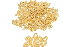 40pcs 2026 Year Charms, Zinc Alloy Gold 2026 Graduation Tassel Charm Year Pendant for Craft DIY Jewelry Making Party Decorati