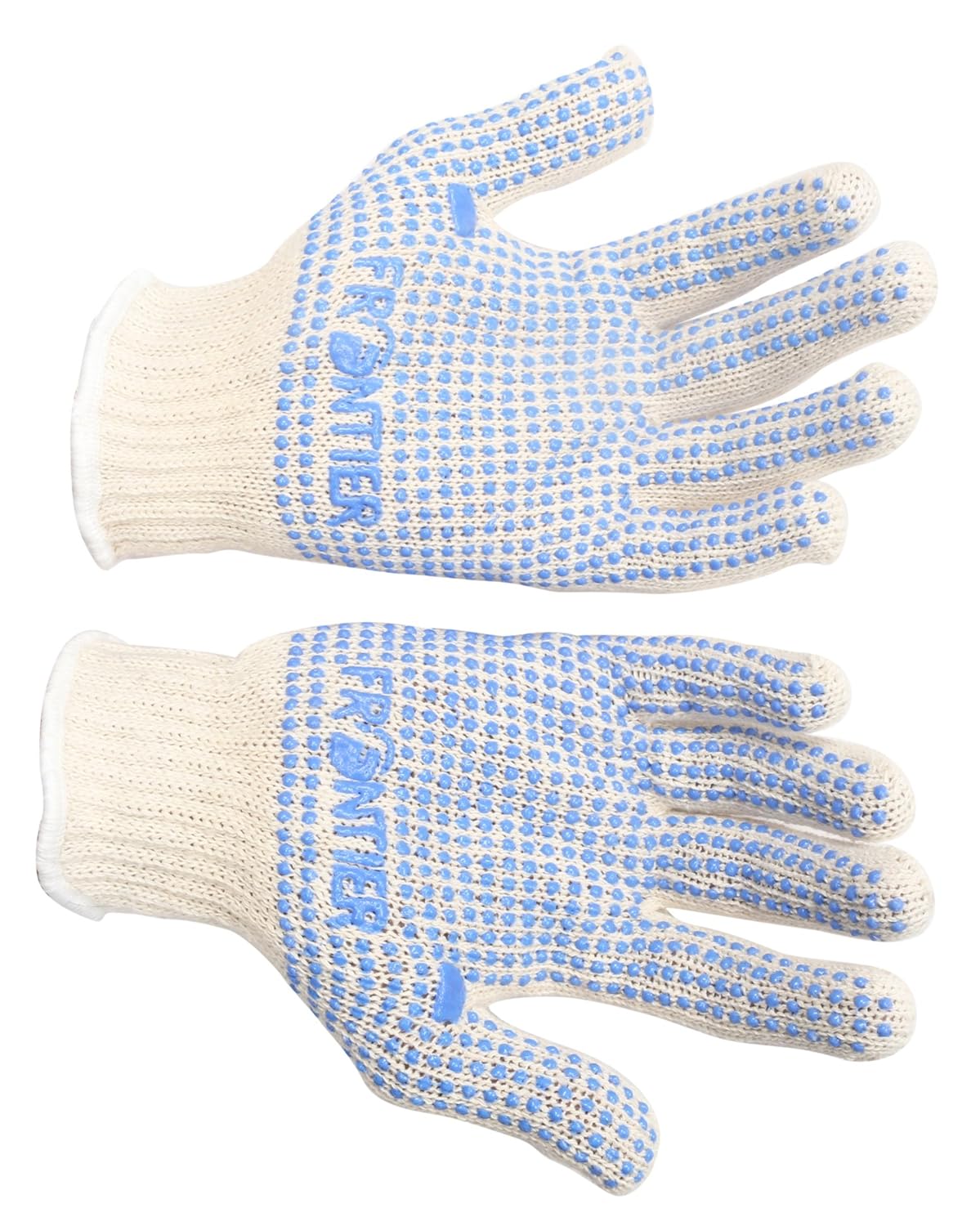 TheCoolio Cotton Knitted Hand Gloves with Rubber Dots (White) 2 Pairs