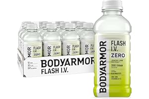 BODYARMOR Flash I.V. Zero Sugar Electrolyte Beverage, Lemon Lime, Hydration Drink For Rapid Rehydration, Post Workout Recovery, 20 Fl Oz (Pack of 12)