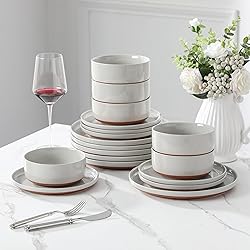 MALACASA Plates and Bowls Sets, 18 Pieces Modern