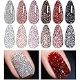 Born Pretty Reflective Red Glitter Gel Polish Christmas Glitter Gel Polish Sparkly Shiny Disco DJ LED Nail Polish Varnish Silver Red Black Colors Collection 6PCS 7ML