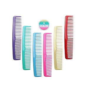 QITIMIR Colorful Hair Comb Set 6 Colors in Pack, Hair Combs For Women and Men and Kids, Detangler Comb, Wide Tooth Combs, Ideal For Cutting, Red, Blue, Green, Purple, Pink and Yellow