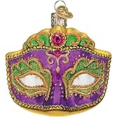 Old World Christmas 36241 Cities, Places and Landmarks Glass Blown Ornaments for Christmas Tree Mardi Gras Mask, 3 X 3 X 2.5