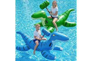 Jasonwell Pool Games Toys Floats - Inflatable Dinosaur Pool Floats with Blow Up Toy Hammers Ride on Pool Floaties for Kids Te