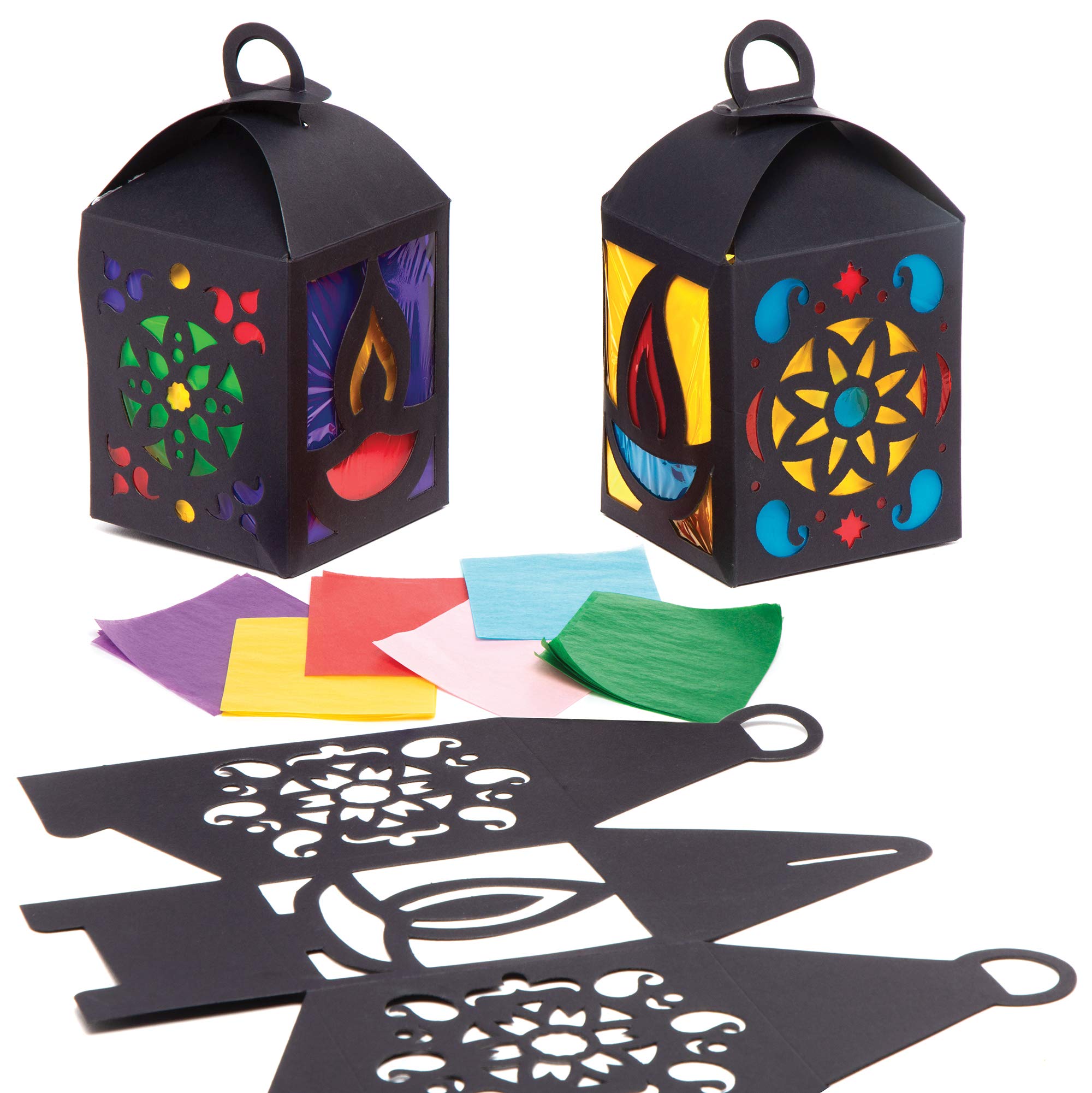 Baker Ross AT105 Diwali Lantern Kits - Pack of 4, Kids Lanterns to Design and Decorate, Ideal Kids Arts and Crafts Projects