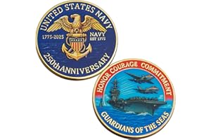 DRDSNLVSI USA Navy 250th Anniversary Challenge Coin 1775-2025 – 1.57" Double-Sided Gold Plated Commemorative Military Coin – Navy Collectible Coin for Veterans, Sailors, Retirement & Gifts(1PCS) (B)
