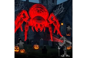 NAGUDENFO Giant Spiders Halloween Projector Outdoor Indoor,2025 Upgraded 3D Dynamic Halloween Decorations,Clearer Spider HD Patterns,Waterproof Holiday Light for Home Window Wall Cemetery Holiday Decor