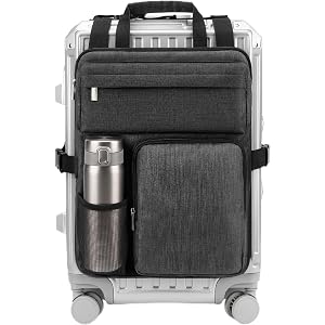 BS-VOG Over Luggage Organizer with Cup Holder, Suitcase Organizer Bag | 6 Compartments, Fits 20-28 in Luggage, Up to 15.6 in