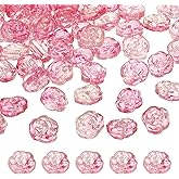 uxcell 50 Pcs Rose Beads, 0.55" Glass Flower Rose Charm Carved Loose Spacer Crystal Craft Beads for DIY Jewelry Making Bracelet Beading Projects Supplies, Rose Red