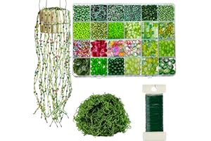 Lyukii Green Glass Beaded Plant Kit, DIY Crystal Leaf Beads for Jewelry Making and Botanical Craft, Unique Gift for Plant Lov