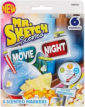 Mr Sketch 1898305 Scented Markers Chisel Tip Movie Night Colors 6 Count