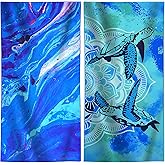 Genovega 2 Packs Oversized Beach Towel Set 36 x 72 in Large Big Pool Camping Swim Clearance Soft Towels Travel Essentials Accessories Must Haves Vacation Necessities Adult Gifts Galaxy Turtle