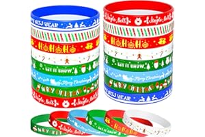 NEBURORA 24pcs Christmas Silicone Bracelet 8 Style Rubber Wristband Xmas Pattern Wrist Band for Merry Christmas Theme Party Decor Supplies