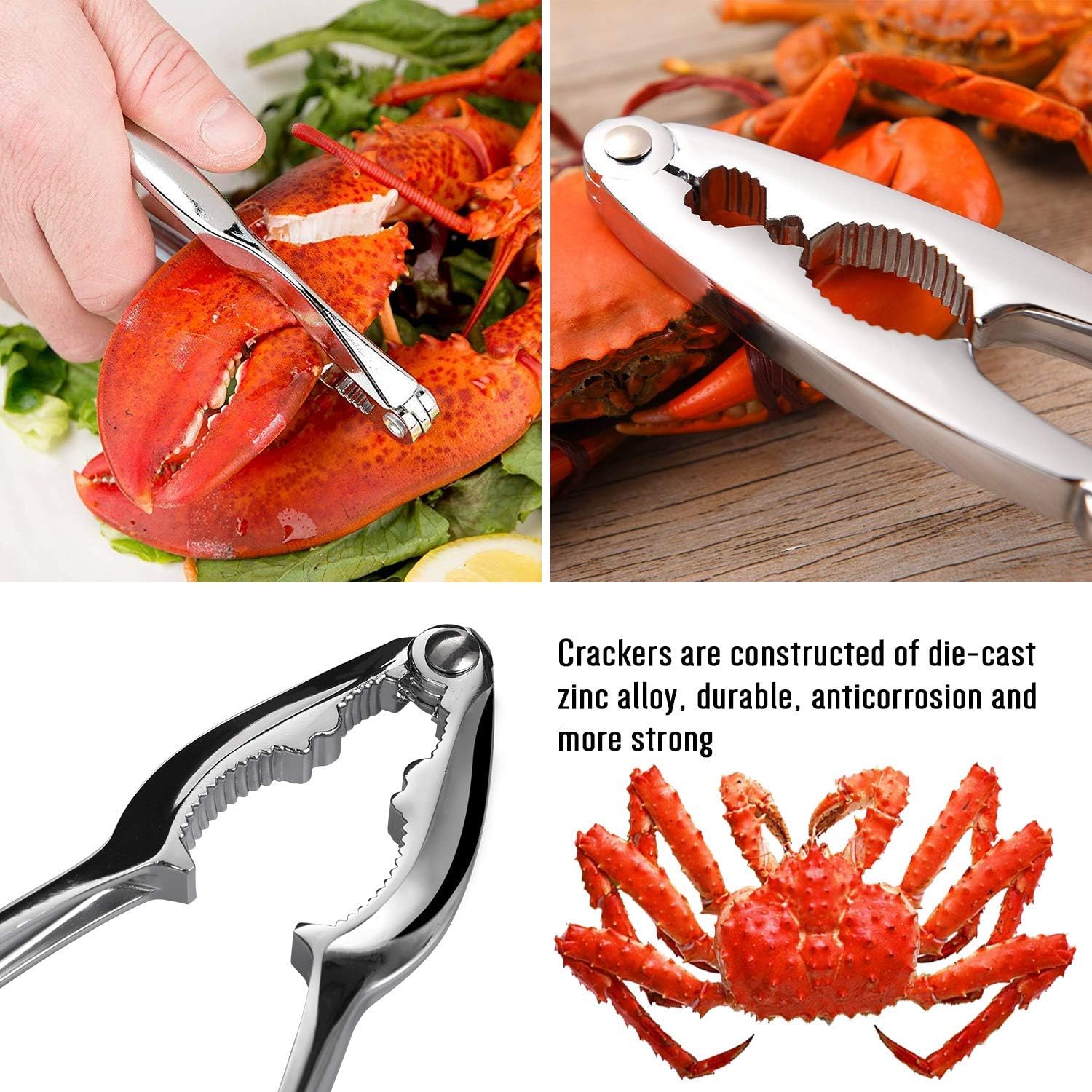 Hiware 13-piece Crab & Lobster Crackers and Tools Set Includes 4 Crab Leg Crackers, 4 Lobster Shellers, 4 Crab Forks/Picks and 1 Portable Bag - Dishwasher Safe: Kitchen & Dining