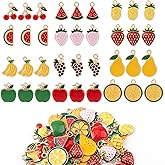60PCS Fruit Charms for Jewelry Making 12 Styles Assorted Fruits Charms Mixed Apple Lemon Cherry Banana Peach Strawberry Charm Dangle Fruit Enamel Pendants for Keychain Earring Necklace Bracelet Making