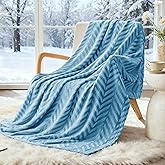 Whale Flotilla Flannel Fleece Throw Blanket for Couch Sofa Bed, Lightweight Breathable Soft Throws Plush Fluffy Chevron Design Decorative Blankets for All Season, 50x60 Inch, Stone Blue