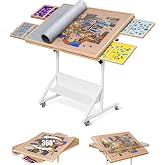Lavievert 1500 Piece Tilting Puzzle Table with 4 Colored Drawers &amp; Cover | Angle &amp; Height Adjustable Puzzle Board with Storage, Portable Wooden Jigsaw Table with Legs &amp; Non-Slip Tabletop for Adults