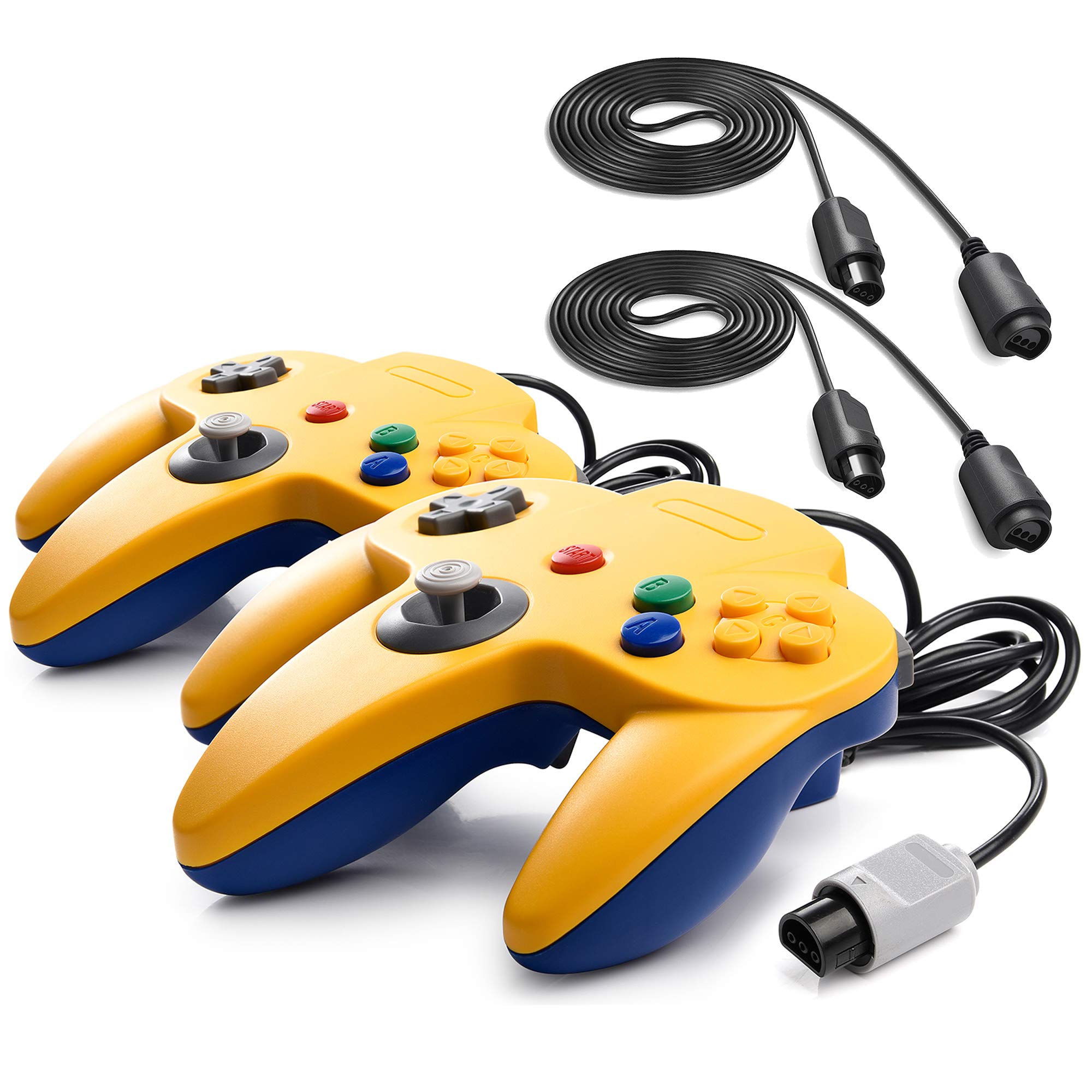 miadore 2 Pack Retro 64-Bit N64 Controller Gamepad Joystick for N64Console N 64 System and 6ft/1.8m N64 Extension Cable Cord for N64 Controller Game Console
