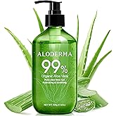 Aloderma 99% Organic Pure Aloe Vera Gel Made within 12 Hours of Harvest, 17.6oz Value Pump, Lightweight Non-Sticky Aloe Vera Gel for Sunburn Relief, Natural, Soothing Aloe Vera for Face & Hair