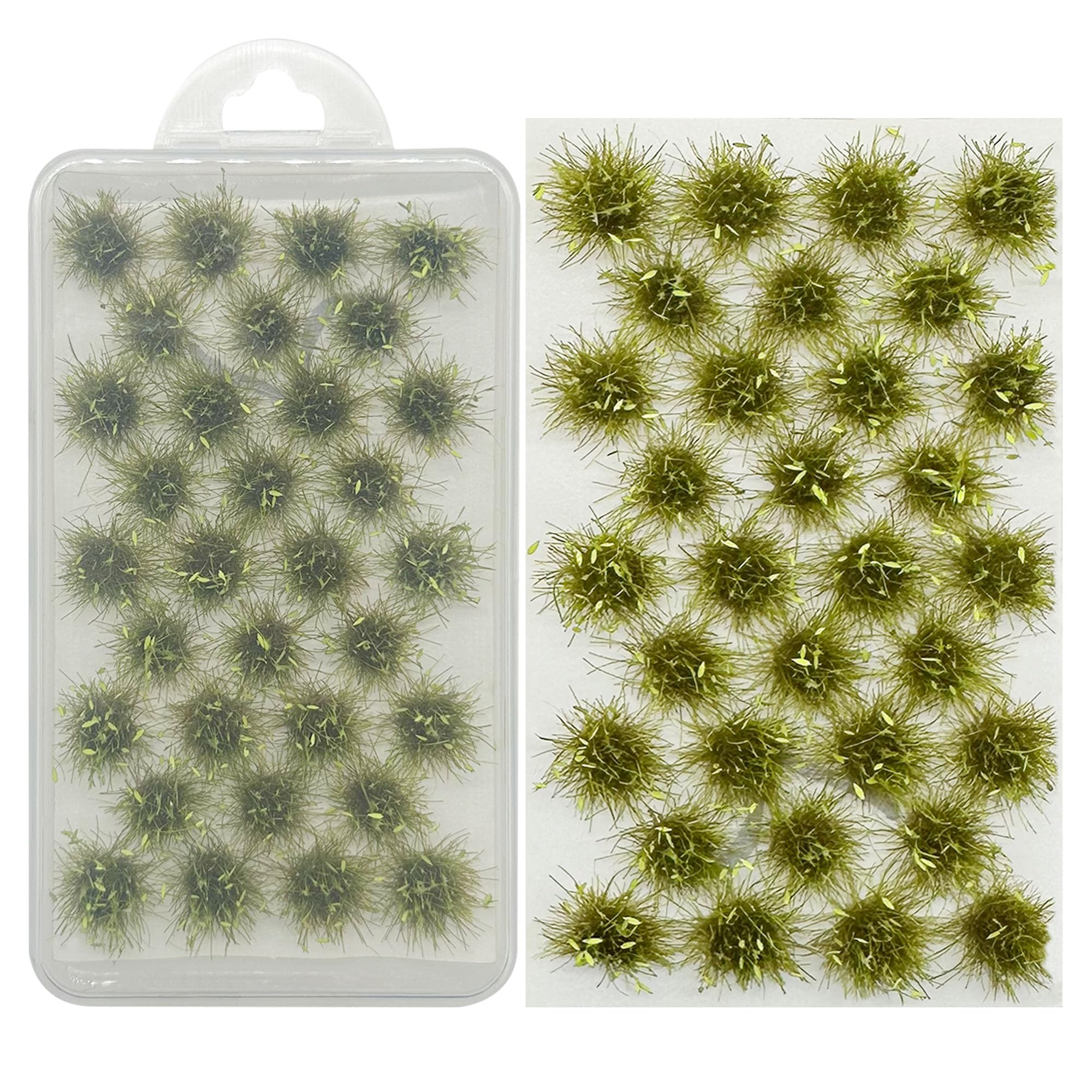 Woohome 32 PCS Miniature Grass Cluster, Tender Green Static Grass Tuft Model Vegetation Groups Static Grass Tufts for DIY Model Train Landscape Railroad Scenery Grass Tufts Flower