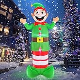 TURNMEON 6 Ft Height Christmas Inflatables Elf Christmas Decorations Outdoor with Built-in LED Lights, Blow up Yard Christmas Decoration for Holiday Party Outside Yard Garden Lawn Party Xmas Decor