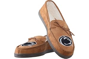 FOCO NCAA Penn State Nittany Lions Mens College Team Logo Moccasin Slippers, Tan, Small (7-8)